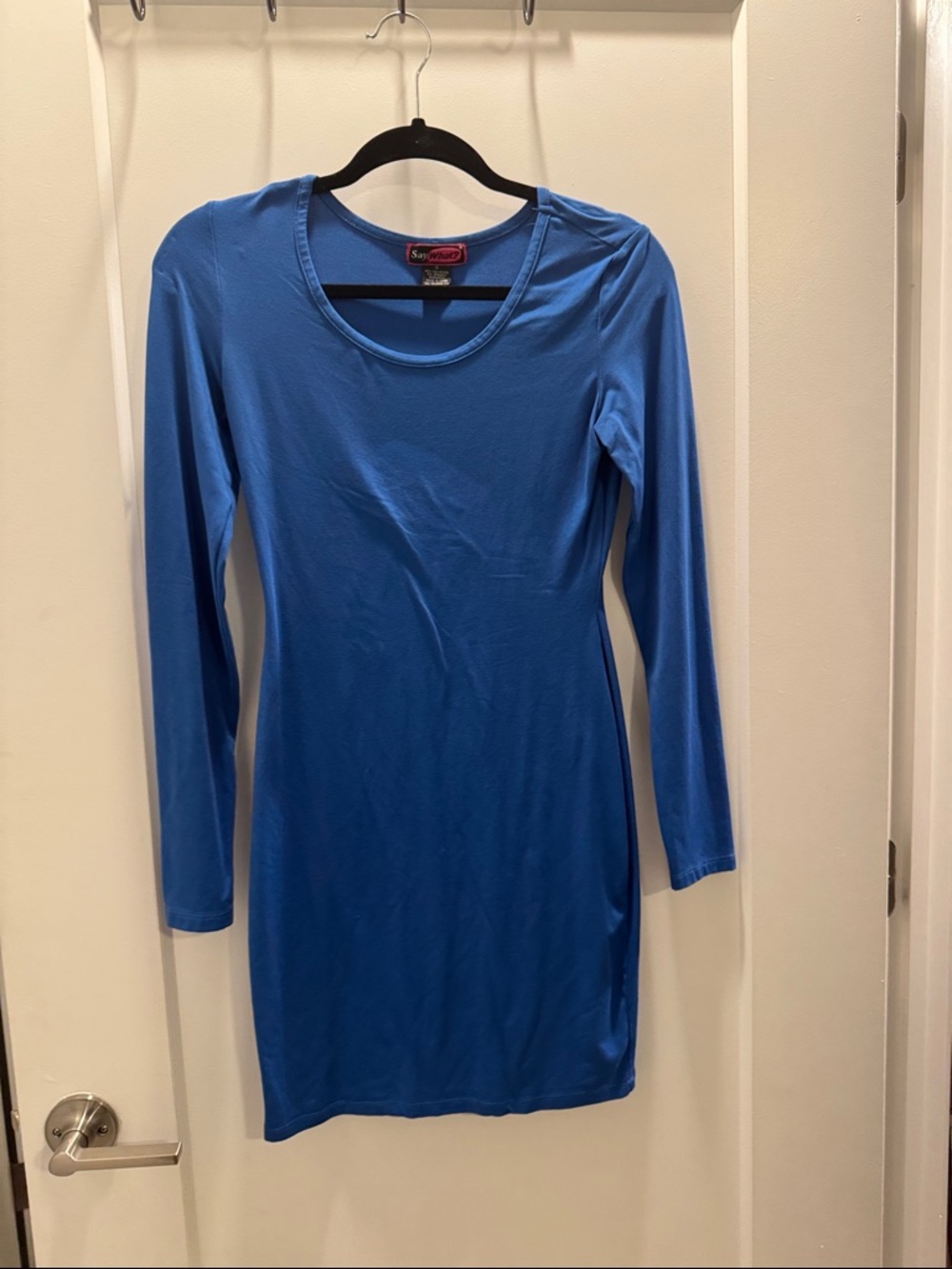 Say What? Bright Blue Long Sleeve Bodycon Dress